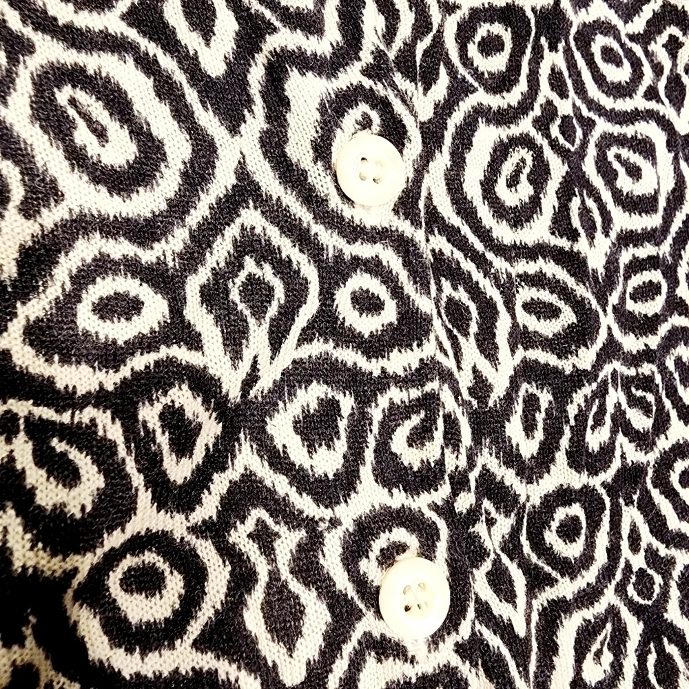 J. Crew Black White Patterned Women's Cardigan Women's Small S Linen Silk EUC